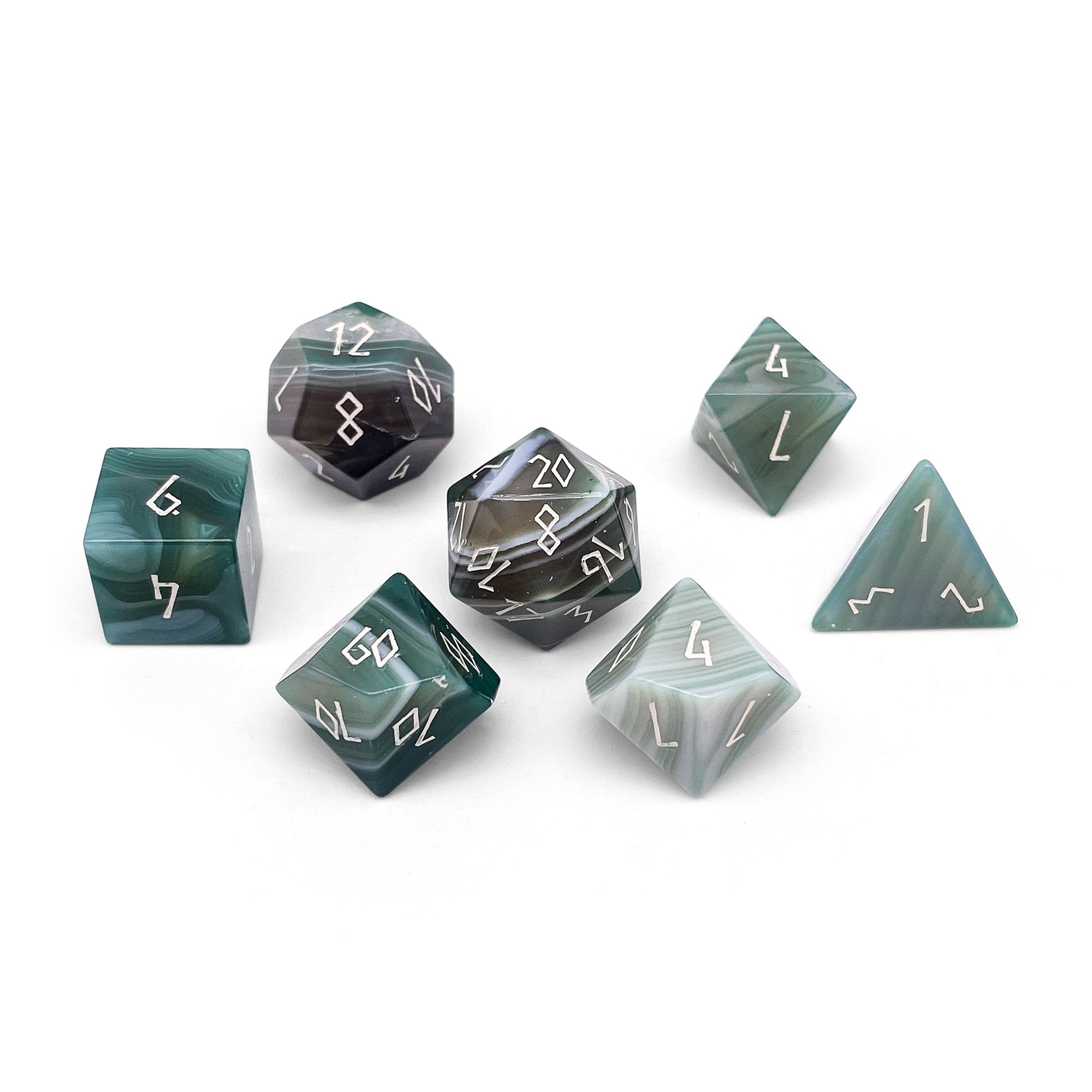 Gemstone Dice: Green Striped Agate | Game Grid - Logan