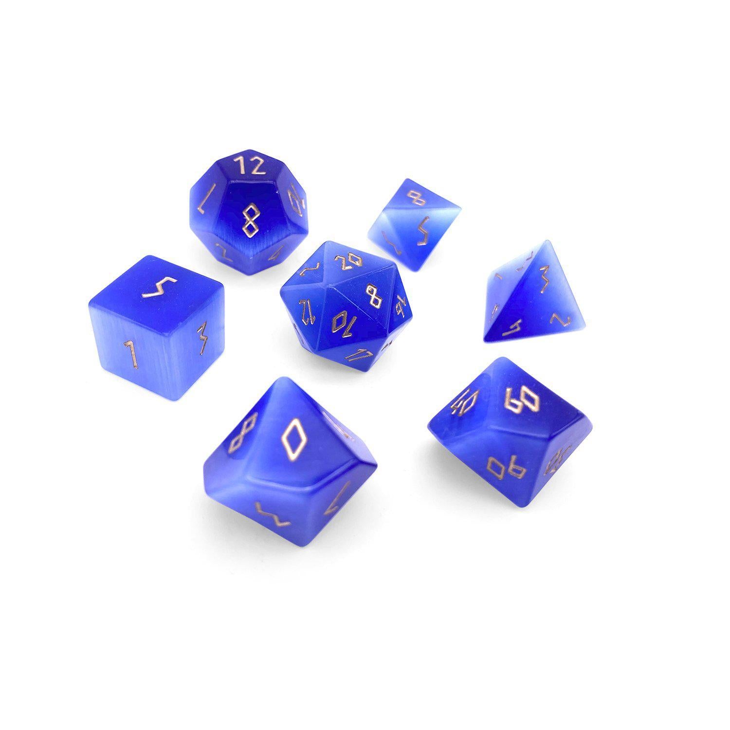 Gemstone Dice: Ocean Blue Cat's Eye | Game Grid - Logan