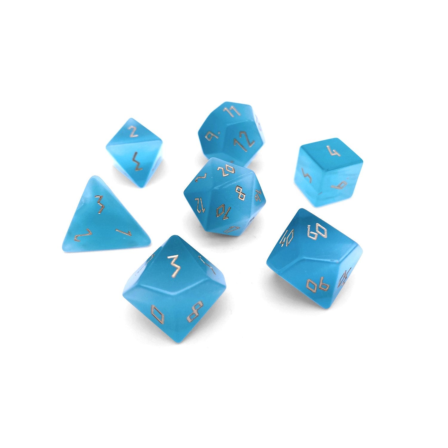 Gemstone Dice: Seafoam Green Cat's Eye | Game Grid - Logan