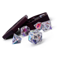 Gemstone Dice: K9 Rainbow Glass (Black Font) | Game Grid - Logan