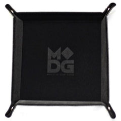 Velvet Folding Dice Tray with Leather Backing - 10" x 10" Black | Game Grid - Logan