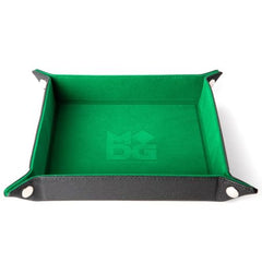 Velvet Folding Dice Tray with Leather Backing - 10" x 10" Green | Game Grid - Logan