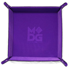 Velvet Folding Dice Tray with Leather Backing - 10" x 10" Purple | Game Grid - Logan