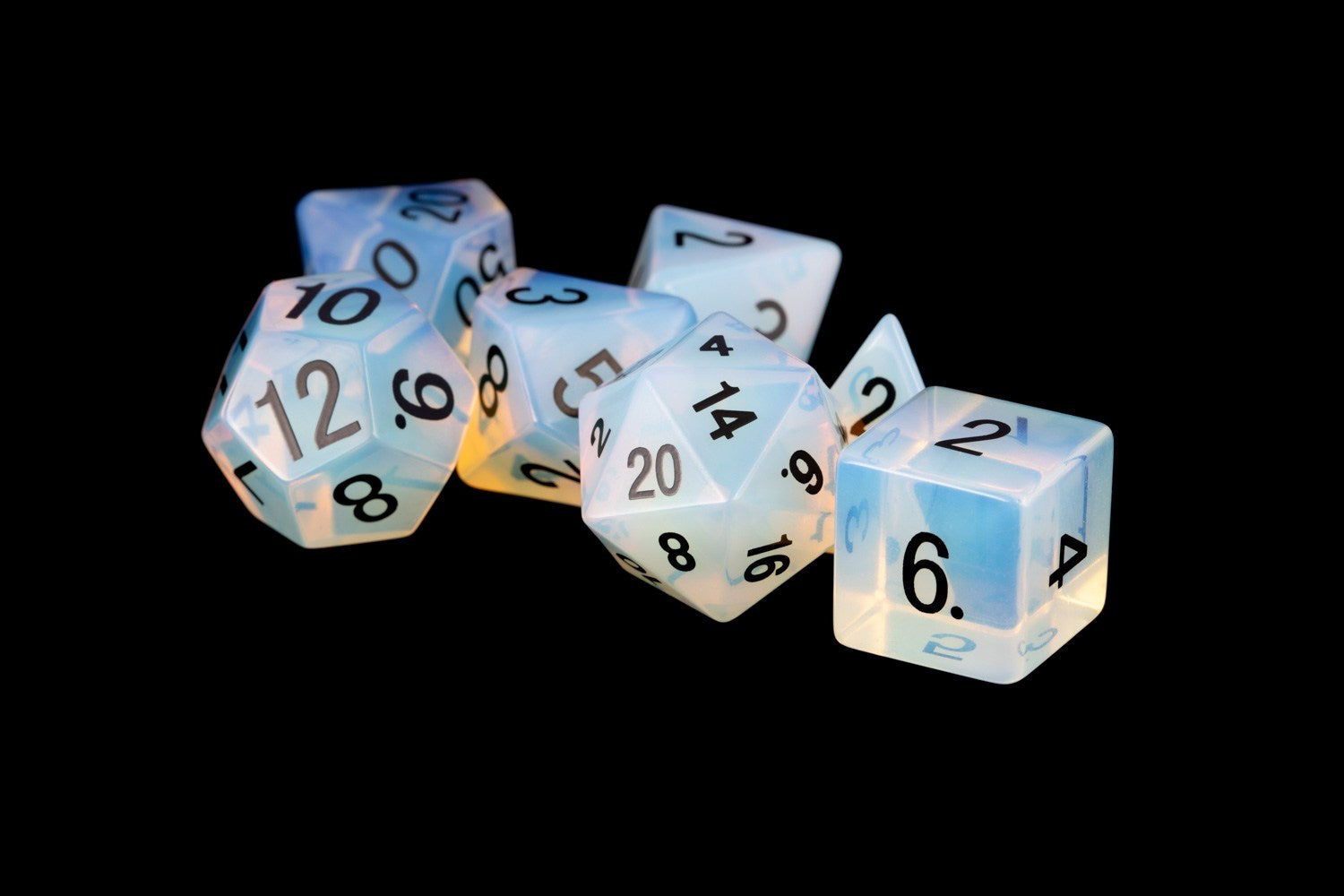 Gemstone Dice: MDG Opalite (Black Font) | Game Grid - Logan