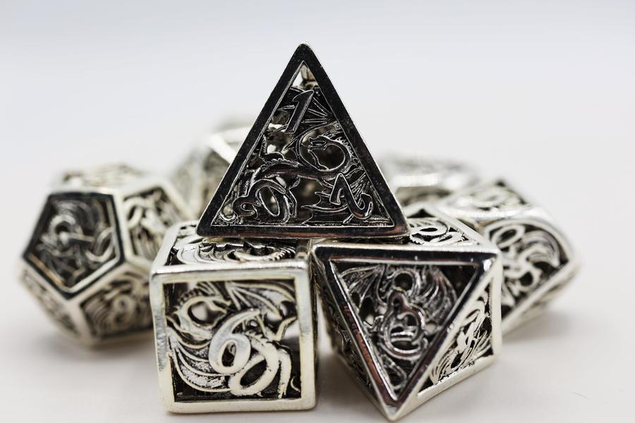 Hollow Mithril Dragon RPG Metal Dice Set | Game Grid - Logan