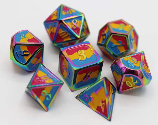 Pansexual Pride Flag - RPG Metal Dice Set | Game Grid - Logan