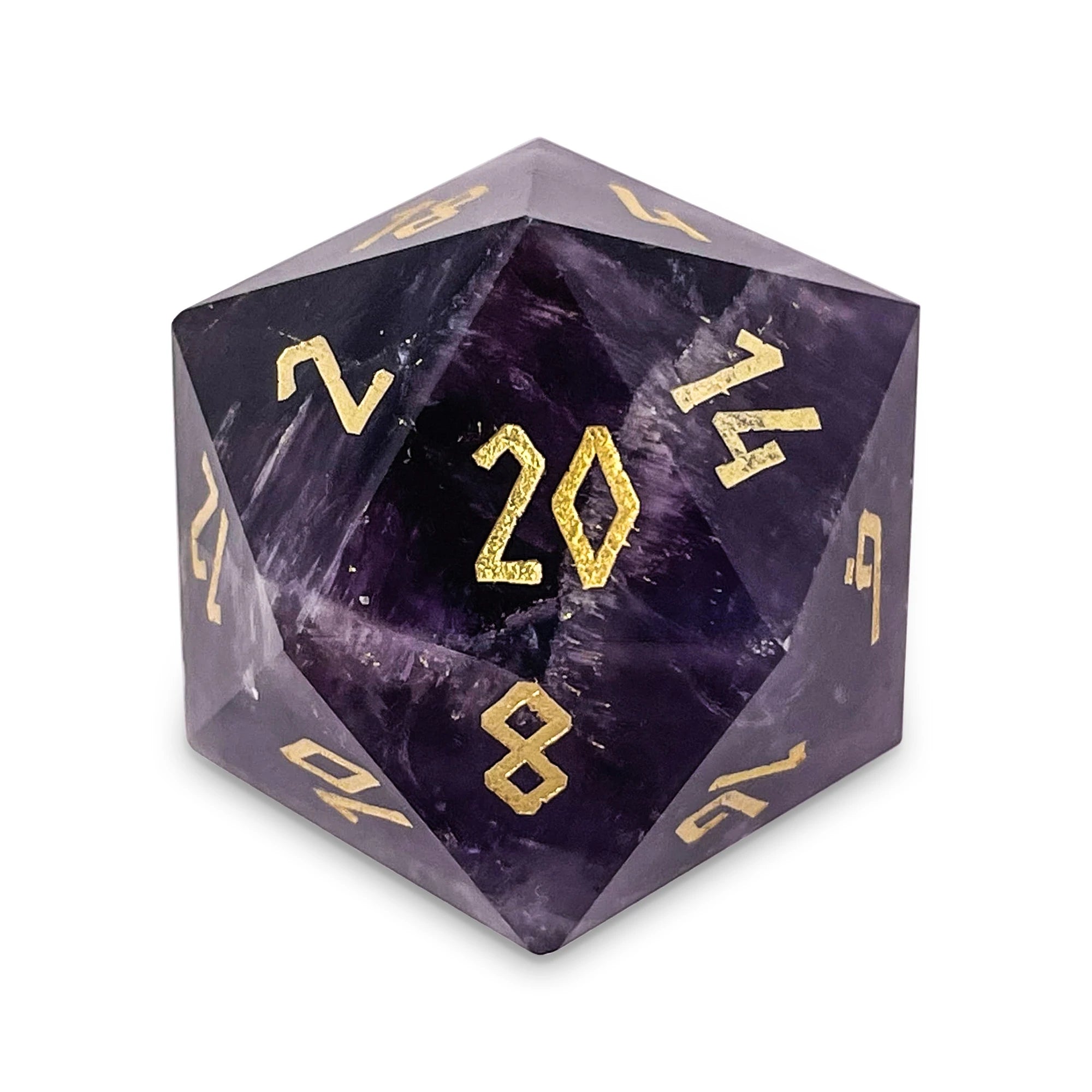 30MM Gemstone D20 Boulder: Amethyst | Game Grid - Logan