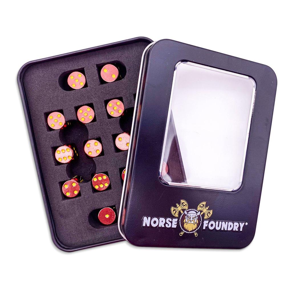 Warpips: D6 Metal Dice Set 16ct With Tin - Fireball | Game Grid - Logan