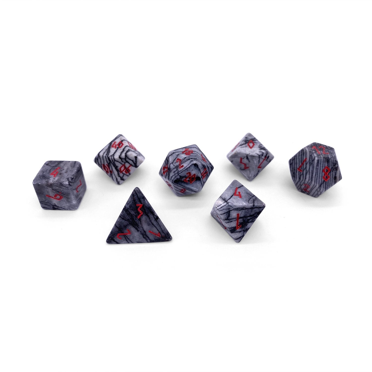 Gemstone RPG Dice Set: Black Network Agate | Game Grid - Logan