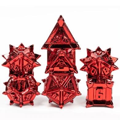 Metal RPG Dice Set: Warrior's Flail - Red | Game Grid - Logan