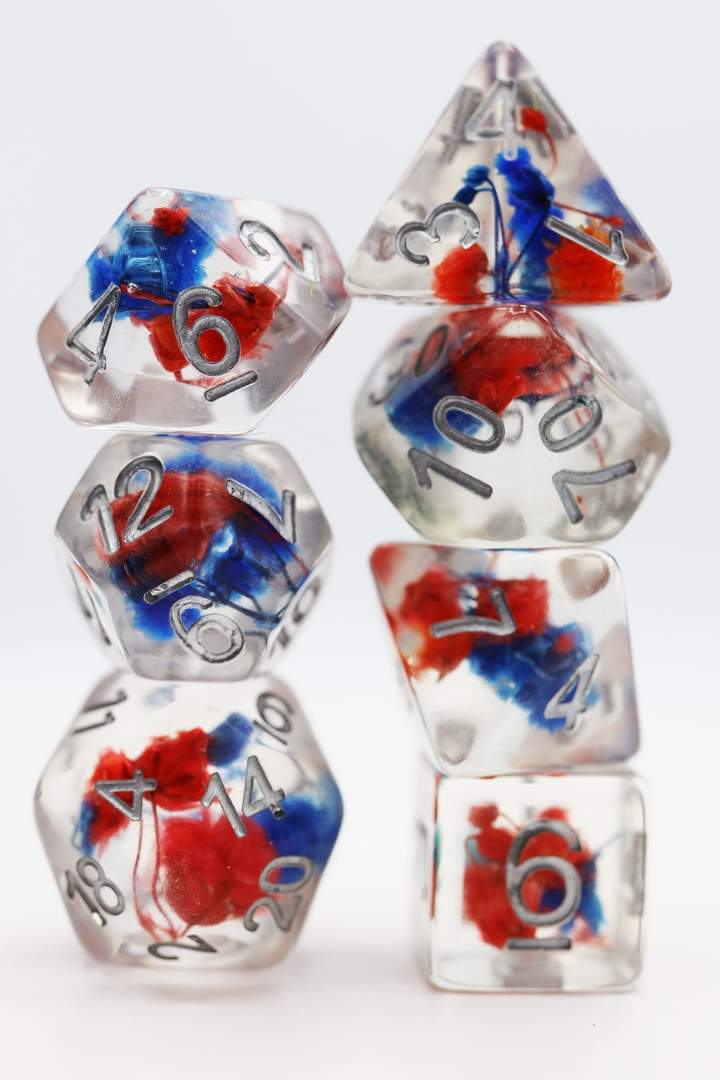 Red & Blue Flower RPG Dice Set | Game Grid - Logan