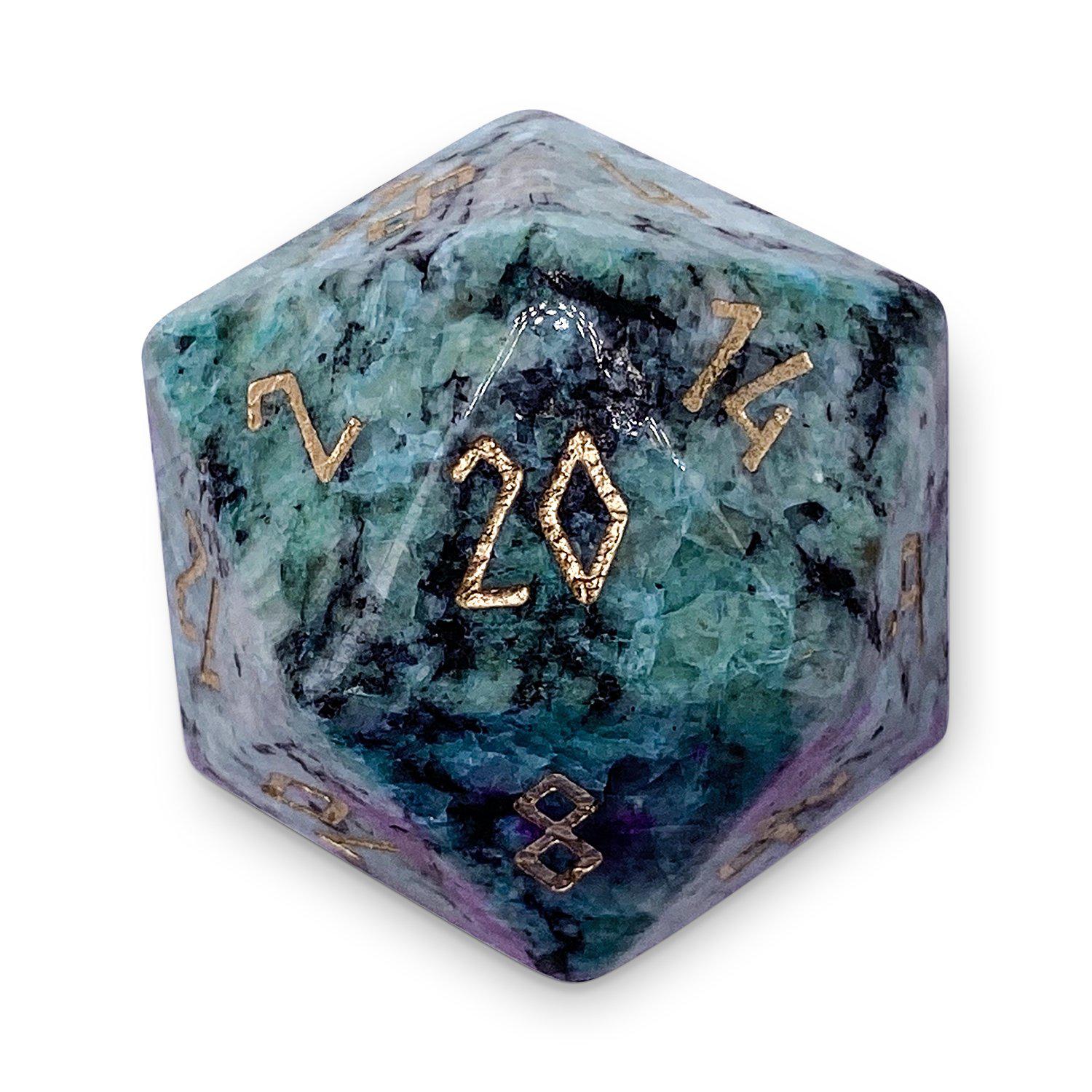 30MM Gemstone D20 Boulder: Ruby Zoisite | Game Grid - Logan