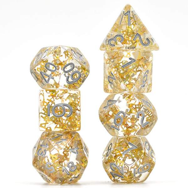 Gold Foil Fragment Filled RPG Dice | Game Grid - Logan
