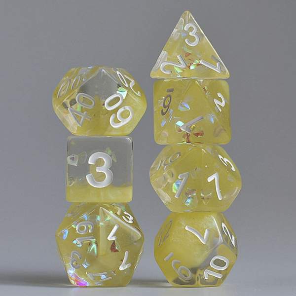 Milk Yellow with Shimmer Diamond Filled RPG Dice | Game Grid - Logan