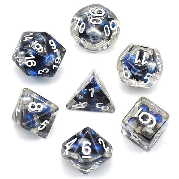 Black and Blue Pearl RPG Dice Set | Game Grid - Logan