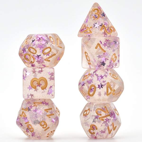 Purple Stars and Glam RPG Dice Set | Game Grid - Logan
