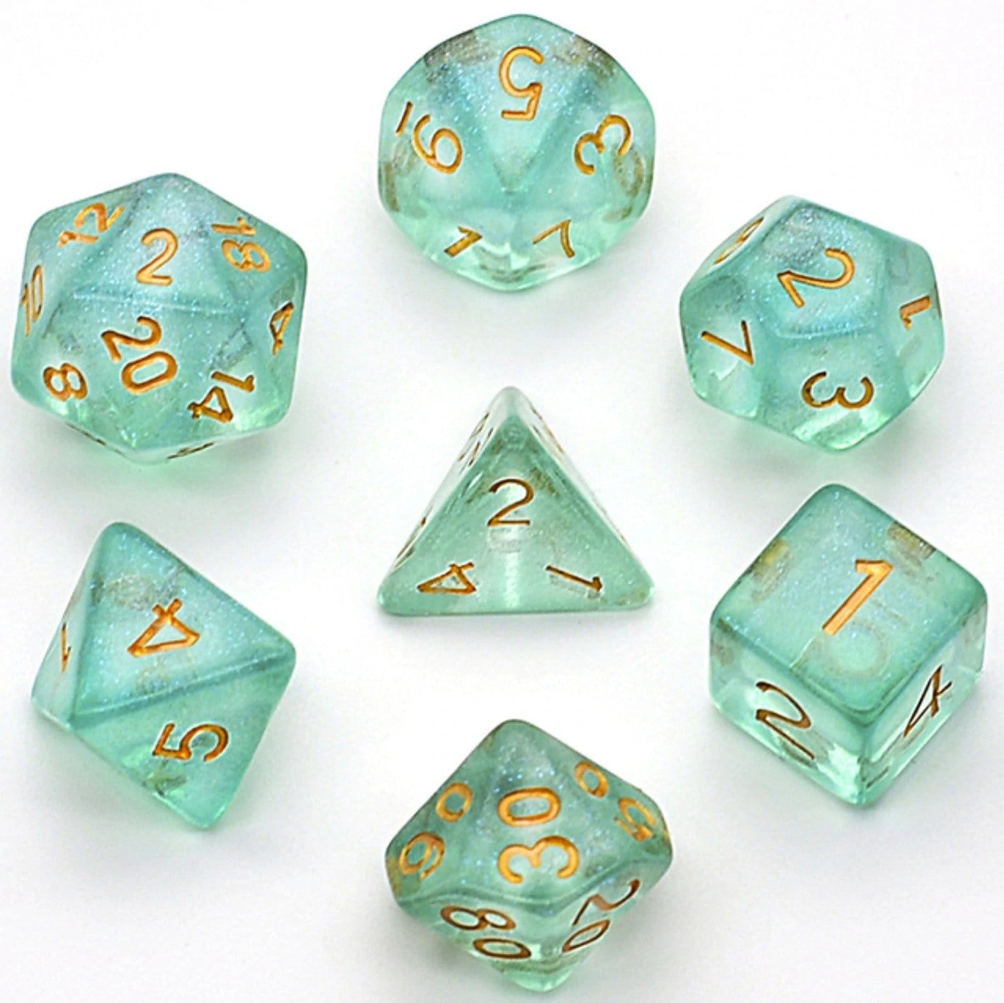 Green Shimmer RPG Dice Set | Game Grid - Logan