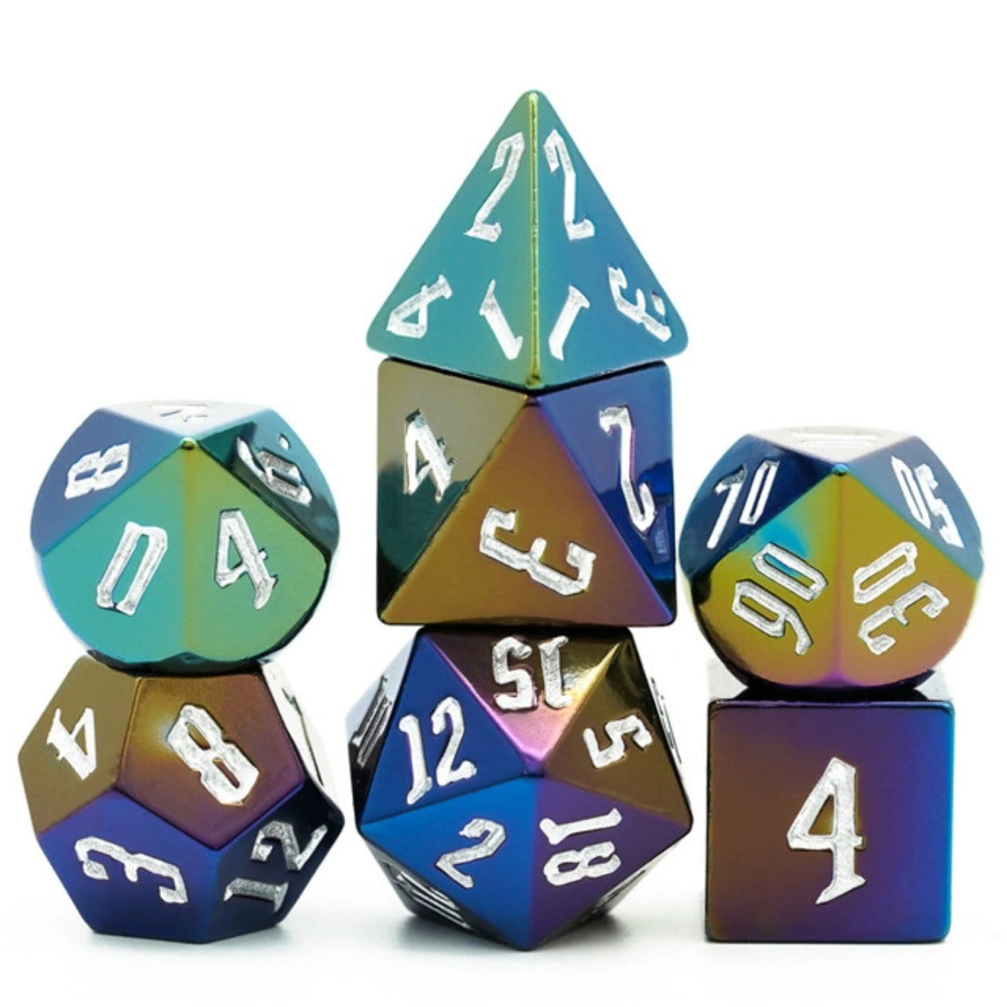 Jumbo Metallic w/ Silver RPG Dice Set | Game Grid - Logan