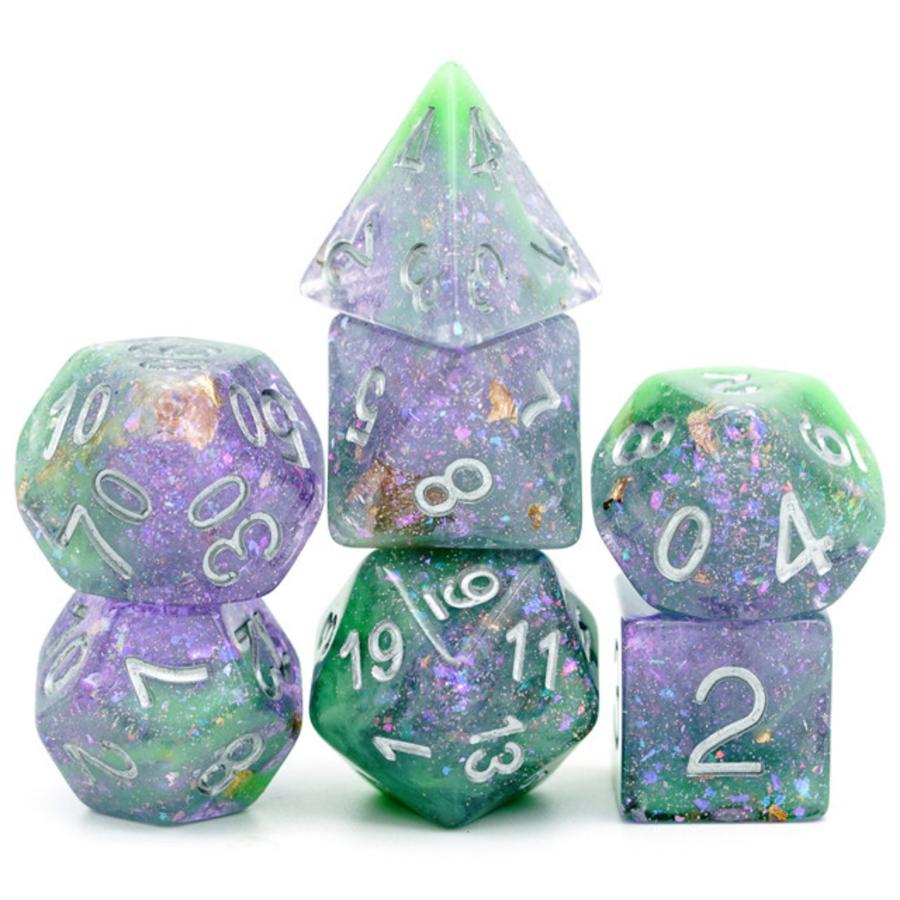 Purple and Green Seabed Treasure RPG Dice Set | Game Grid - Logan