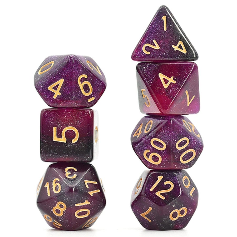 Black and Purple Galaxy RPG Dice Set | Game Grid - Logan