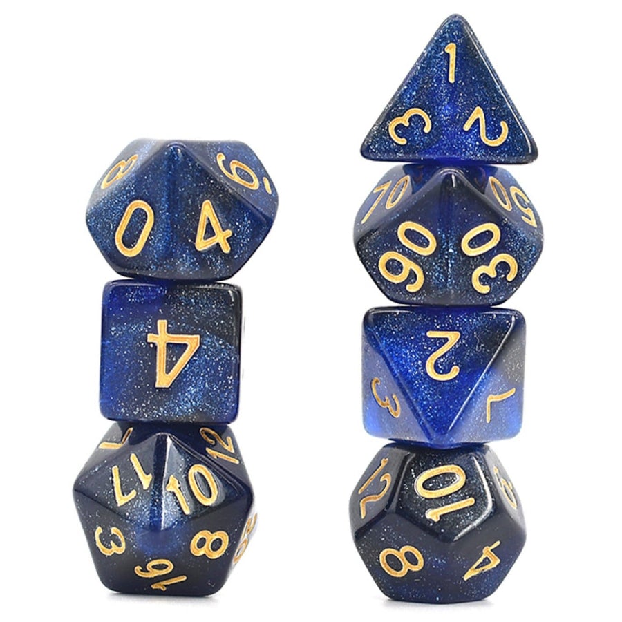 Black and Blue Galaxy RPG Dice Set | Game Grid - Logan