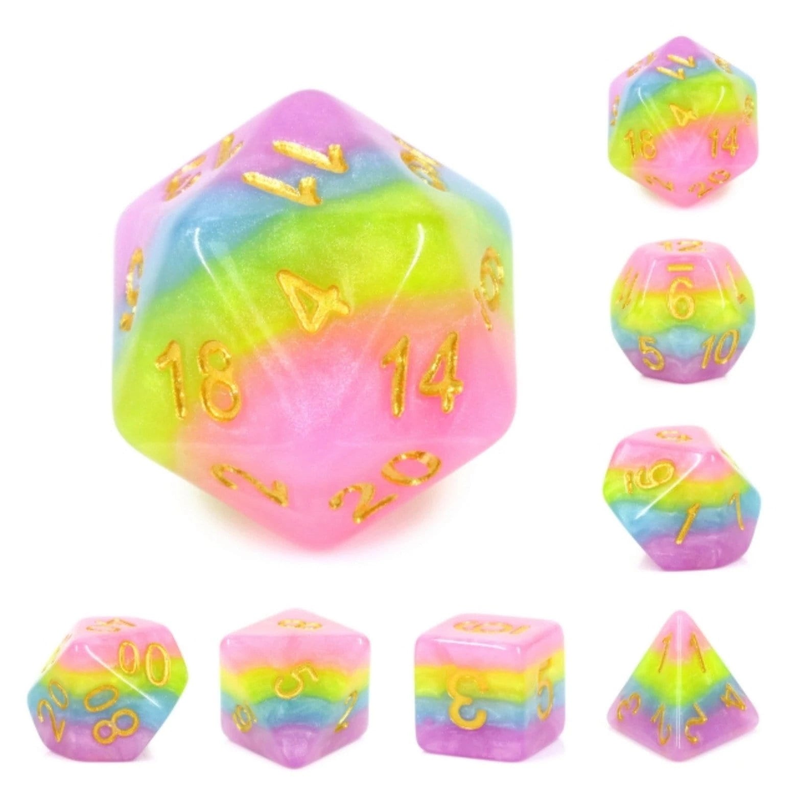 Pastel Rainbow RPG Dice Set | Game Grid - Logan