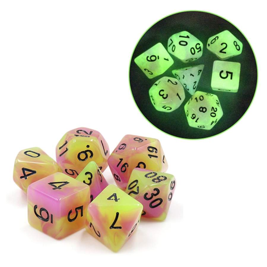 Glow in the Dark Tulip RPG Dice Set | Game Grid - Logan