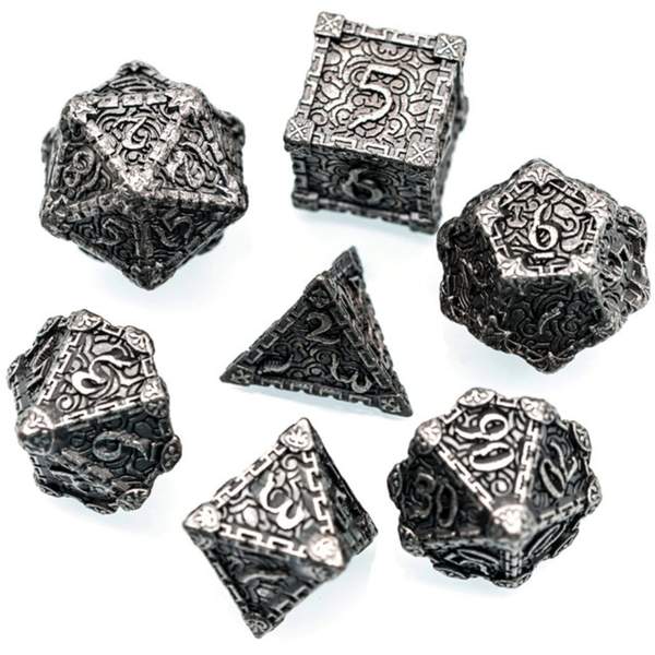 Dagger of Venom: Silver RPG Metal Barrel Dice Set | Game Grid - Logan