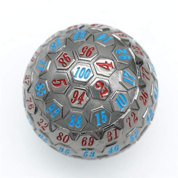 45mm Metal D100 - Black Metal w/ Red & Blue | Game Grid - Logan