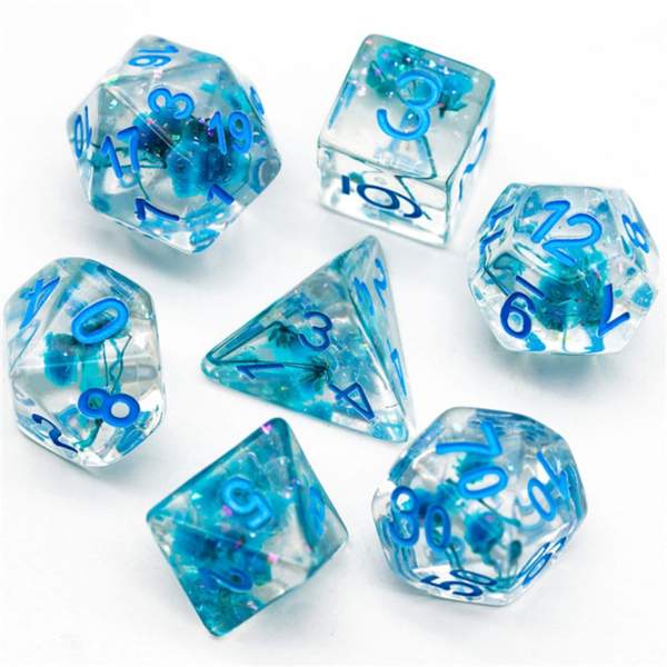 Blue Flowers RPG Dice Set | Game Grid - Logan