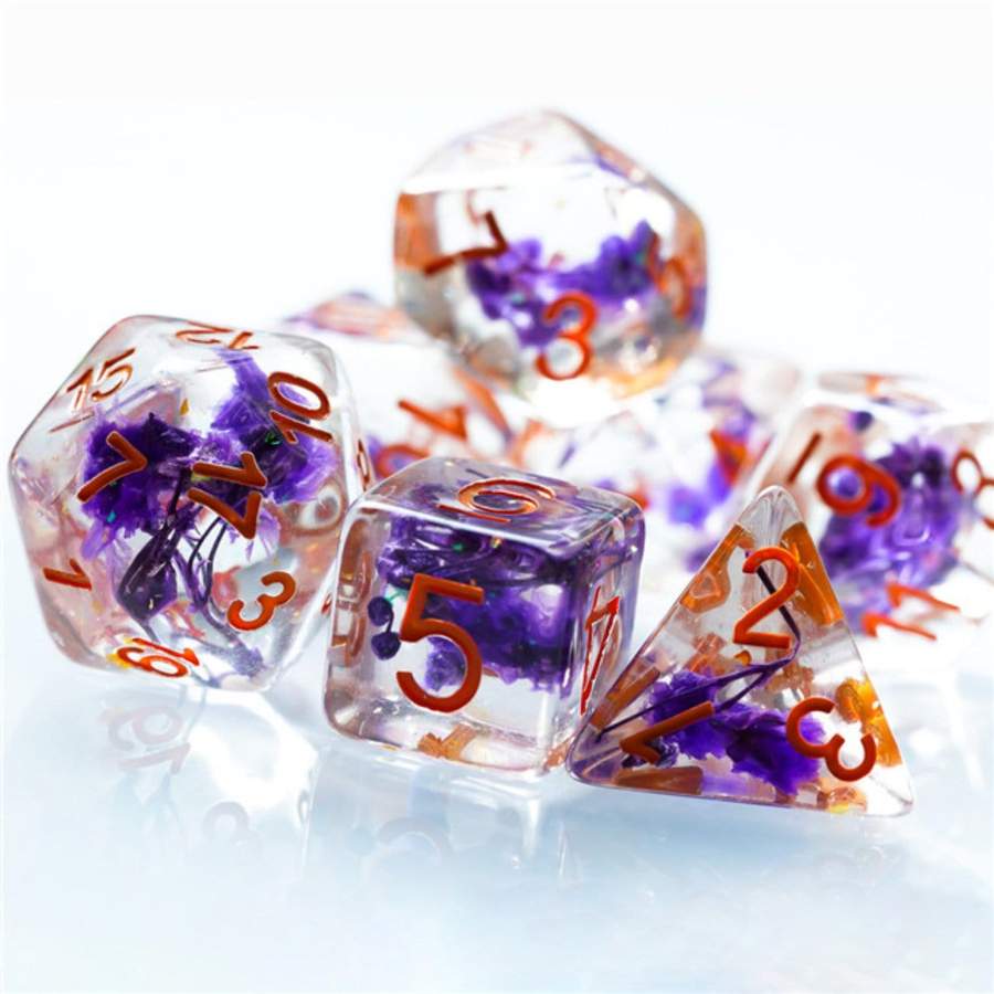 Purple Flowers RPG Dice Set | Game Grid - Logan