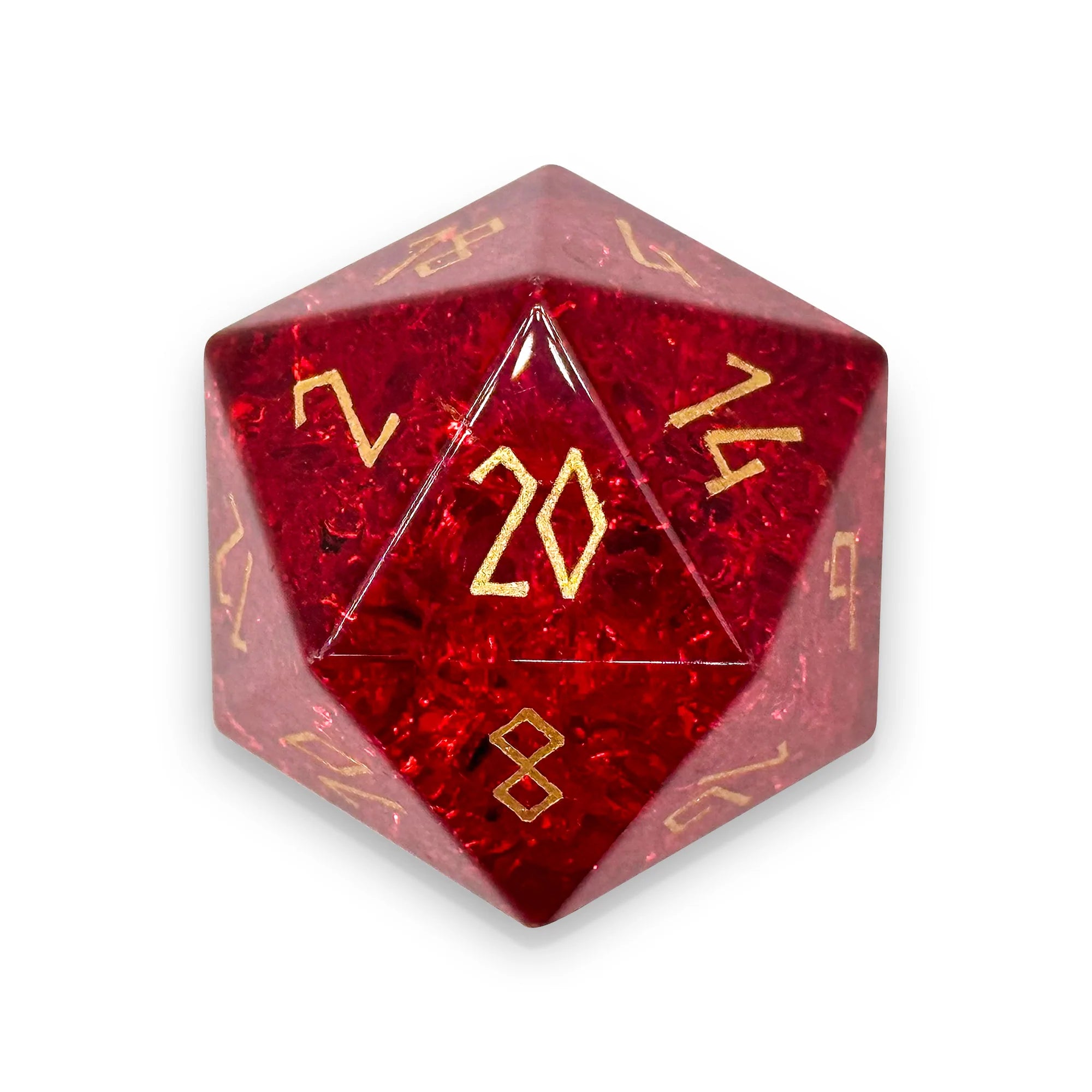 30MM Gemstone D20 Boulder: Shattered Garnet Zircon | Game Grid - Logan