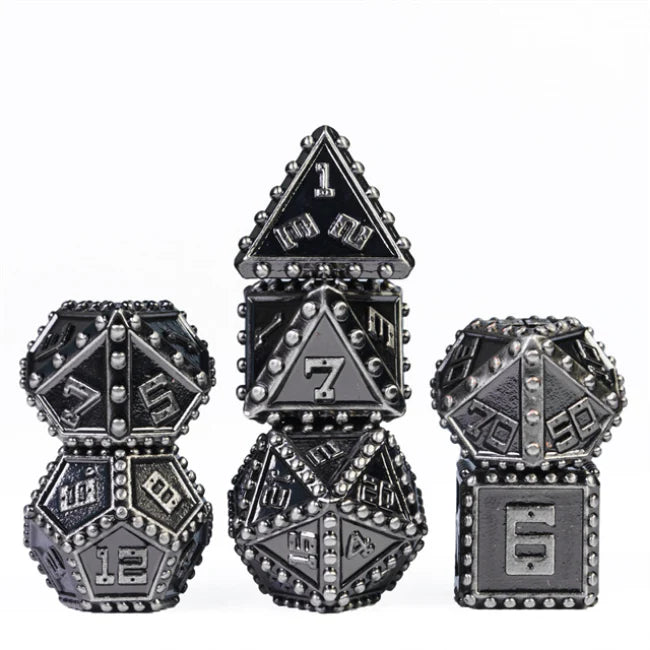 Silver Brigandine Armor Metal RPG Dice Set | Game Grid - Logan