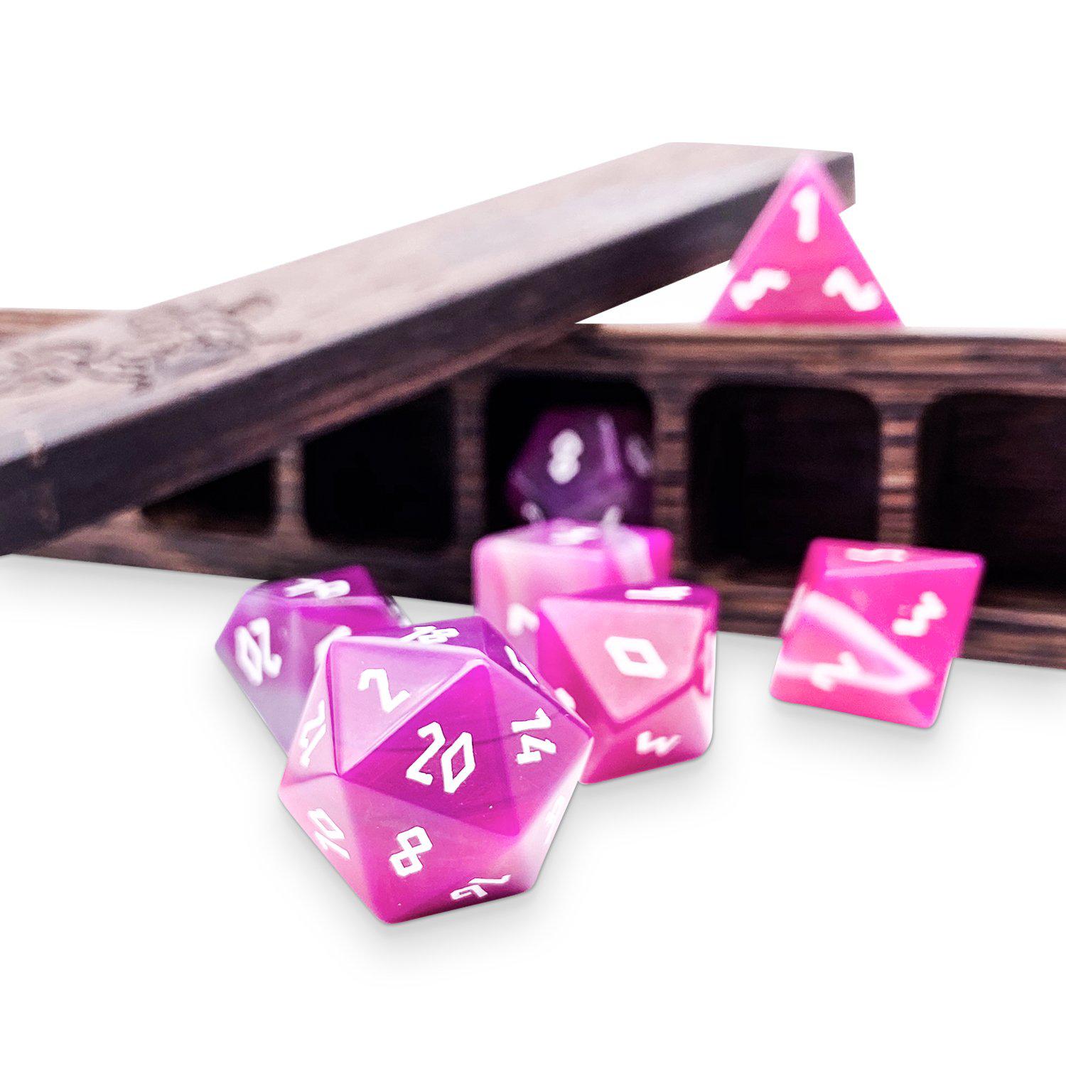 Gemstone Dice: Pink Striped Agate | Game Grid - Logan