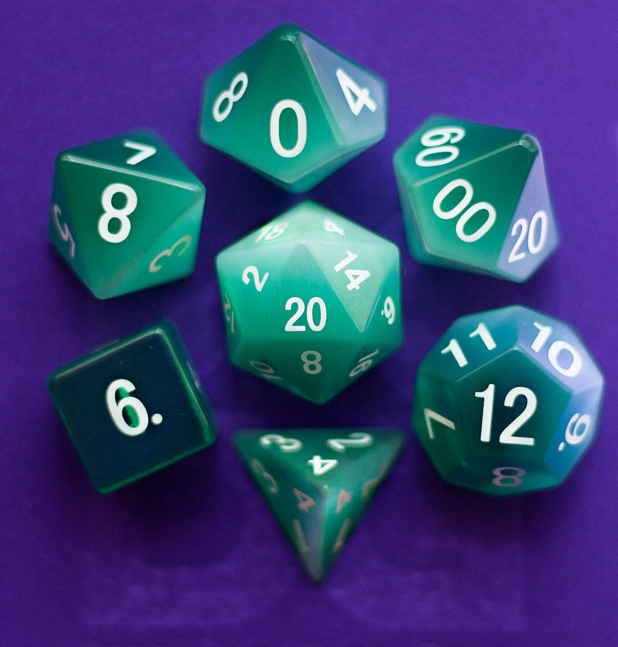 Gemstone Dice: MDG Cat's Eye Mint Green | Game Grid - Logan