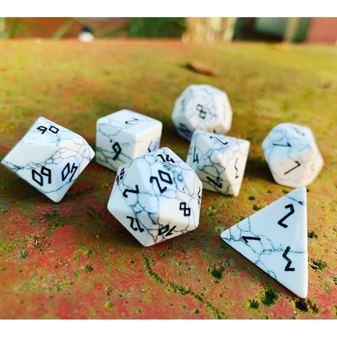 Gemstone Dice: White Howlite | Game Grid - Logan