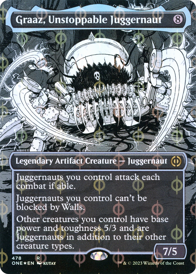 Graaz, Unstoppable Juggernaut (Borderless Manga Step-and-Compleat Foil) [Phyrexia: All Will Be One] | Game Grid - Logan