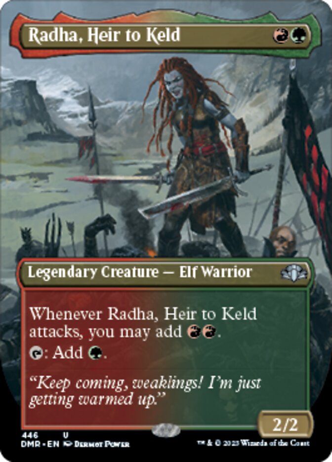 Radha, Heir to Keld (Borderless Alternate Art) [Dominaria Remastered] | Game Grid - Logan