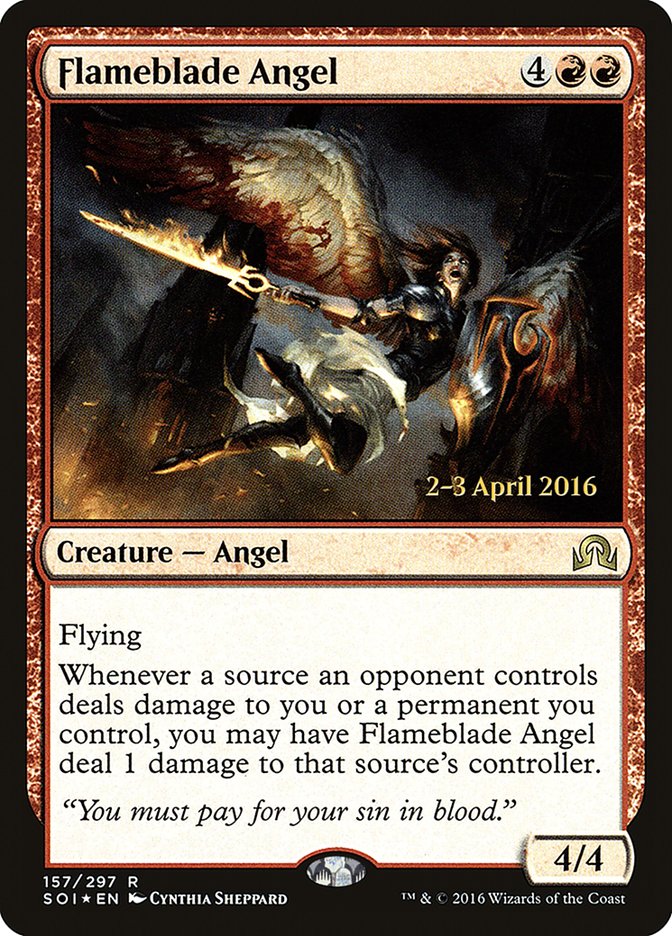 Flameblade Angel [Shadows over Innistrad Prerelease Promos] | Game Grid - Logan
