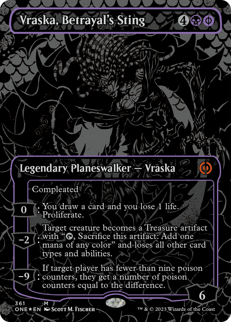 Vraska, Betrayal's Sting (Oil Slick Raised Foil) [Phyrexia: All Will Be One] | Game Grid - Logan