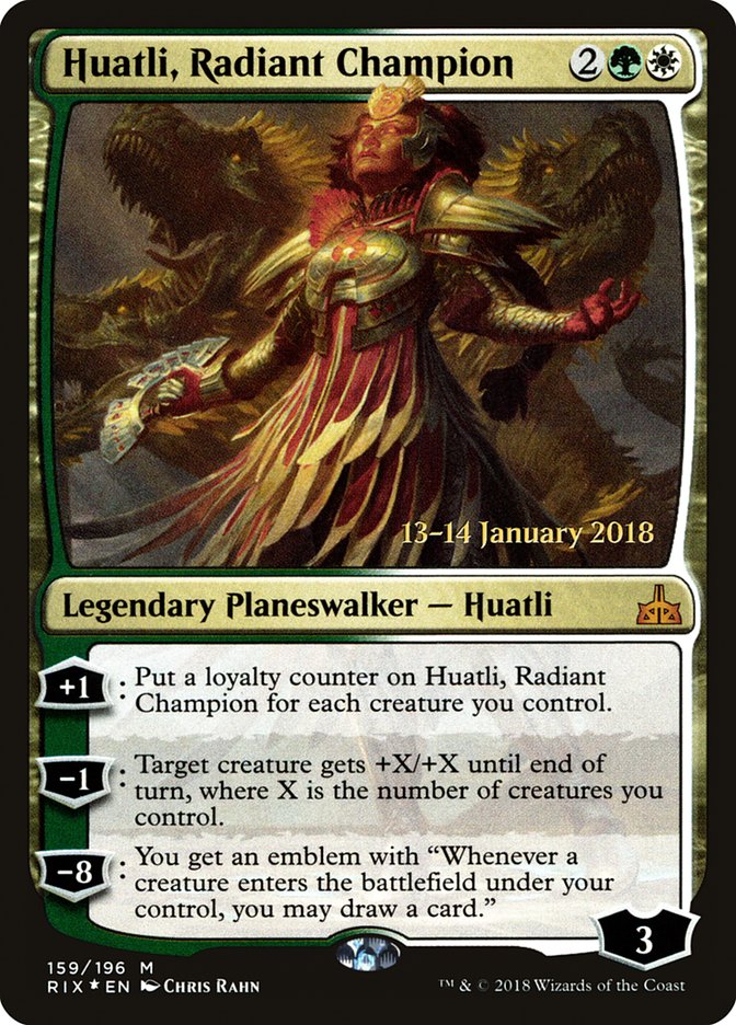 Huatli, Radiant Champion [Rivals of Ixalan Prerelease Promos] | Game Grid - Logan