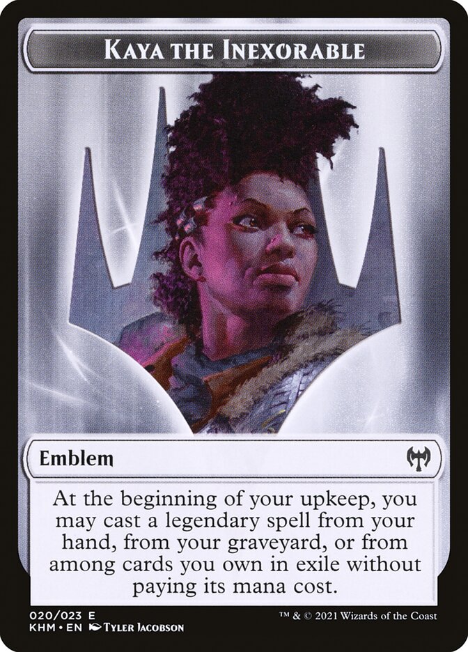 Human Warrior // Kaya, the Inexorable Emblem Double-Sided Token [Kaldheim Tokens] | Game Grid - Logan