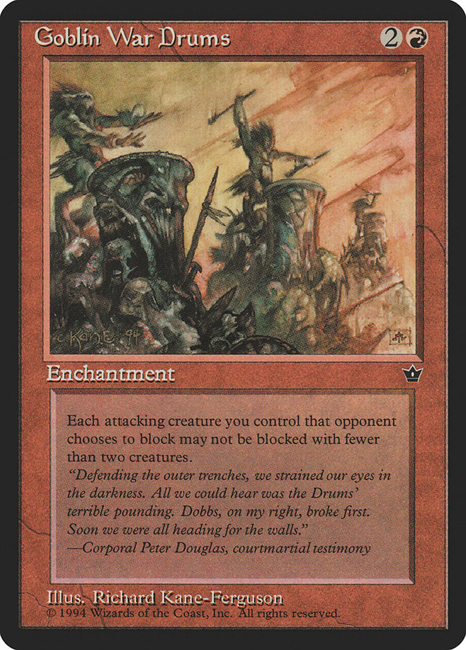 Goblin War Drums (Richard Kane Ferguson) [Fallen Empires] | Game Grid - Logan