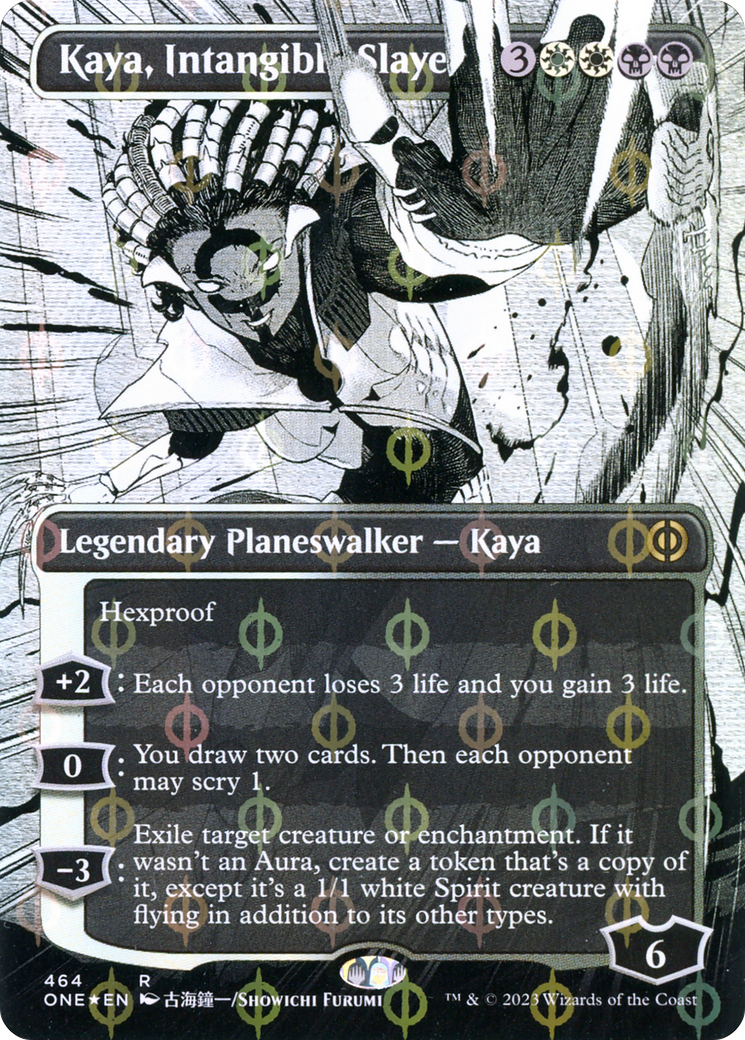 Kaya, Intangible Slayer (Borderless Manga Step-and-Compleat Foil) [Phyrexia: All Will Be One] | Game Grid - Logan