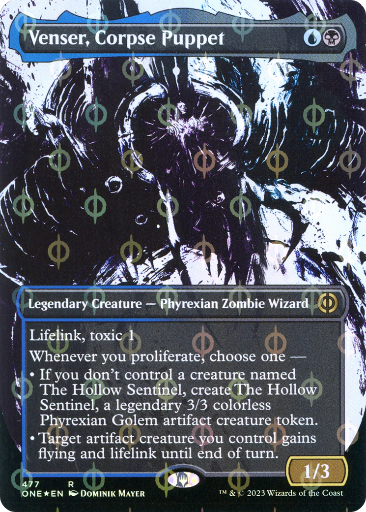 Venser, Corpse Puppet (Borderless Ichor Step-and-Compleat Foil) [Phyrexia: All Will Be One] | Game Grid - Logan