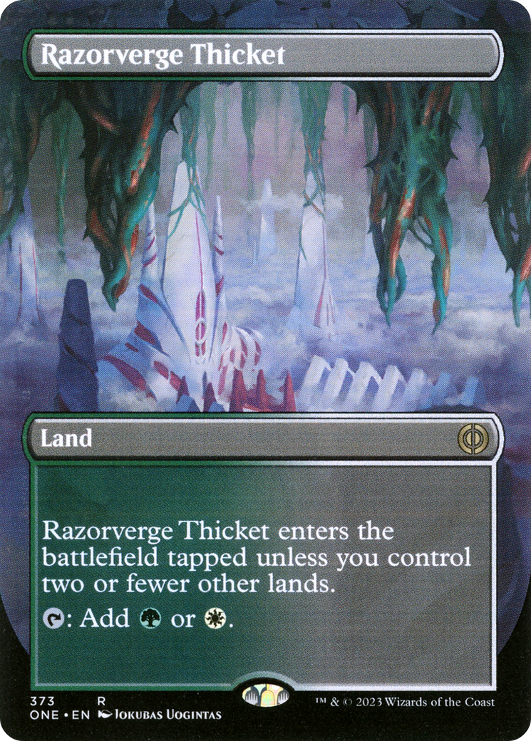 Razorverge Thicket (Borderless Alternate Art) [Phyrexia: All Will Be One] | Game Grid - Logan