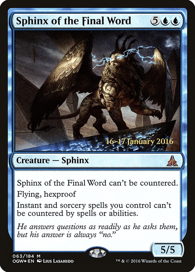 Sphinx of the Final Word [Oath of the Gatewatch Prerelease Promos] | Game Grid - Logan