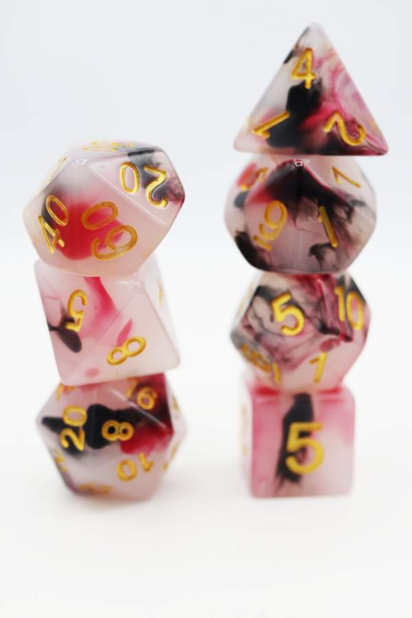 Black and Red Opalescent Jade RPG Dice Set | Game Grid - Logan