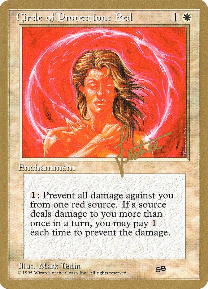 Circle of Protection: Red (Bertrand Lestree) (SB) (4ED) [Pro Tour Collector Set] | Game Grid - Logan