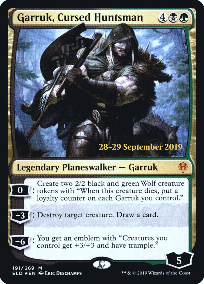 Garruk, Cursed Huntsman [Throne of Eldraine Prerelease Promos] | Game Grid - Logan